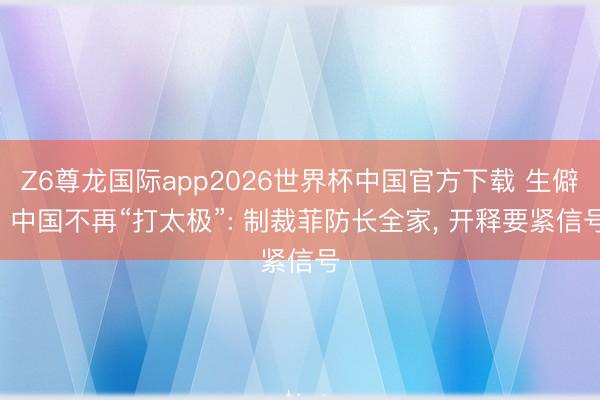Z6尊龙国际app2026世界杯中国官方下载 生僻! 中国不再“打太极”: 制裁菲防长全家， 开释要紧信号