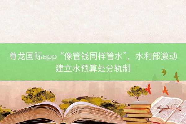 尊龙国际app “像管钱同样管水”，水利部激动建立水预算处分轨制