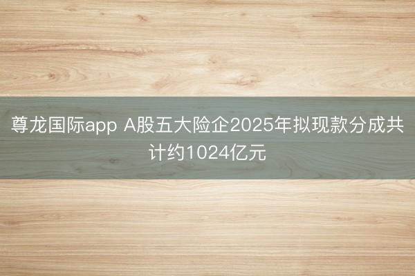 尊龙国际app A股五大险企2025年拟现款分成共计约1024亿元