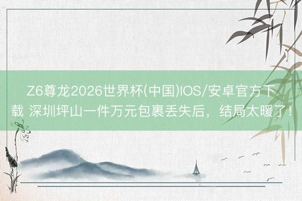 Z6尊龙2026世界杯(中国)IOS/安卓官方下载 深圳坪山一件万元包裹丢失后，结局太暖了！