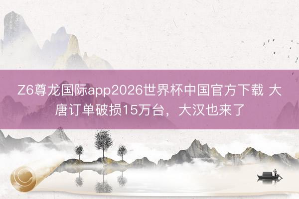 Z6尊龙国际app2026世界杯中国官方下载 大唐订单破损15万台，大汉也来了