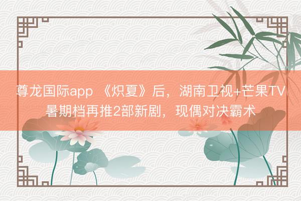 尊龙国际app 《炽夏》后,湖南卫视+芒果TV暑期档再推2部新剧,现偶对决霸术